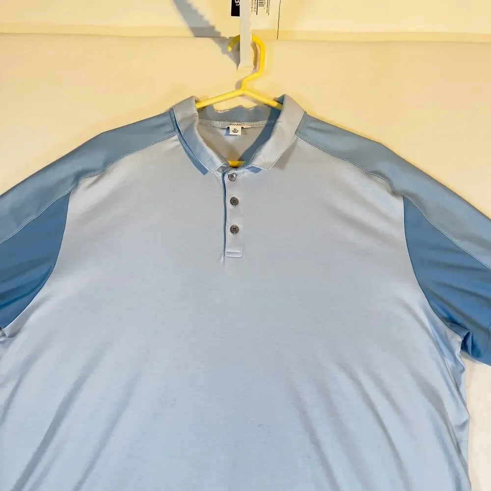 Calvin Klein Polo Shirt Men's XL Blue Colorblock Short Sleeve SOFT Cotton Resort